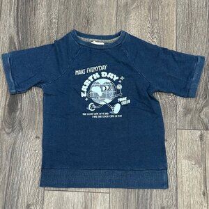 Miki Miette Blue Short-sleeved "Earth Day" Sweatshirt, Size 6 Years, NWT
